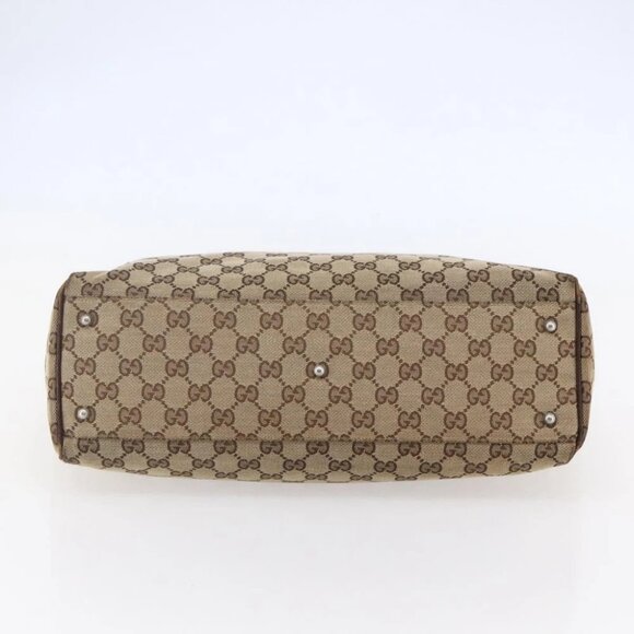 GUCCI GG Canvas Web Sherry Line Tote Bag Beige Gold - Picture 4 of 16